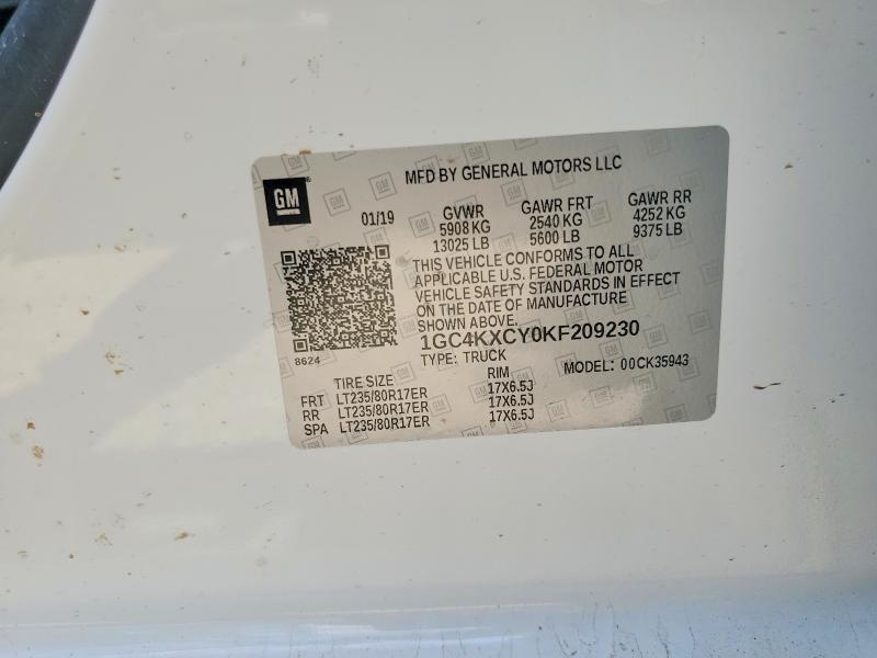Продаж на аукціоні авто 2019 Chevrolet Silverado, vin: 1GC4KXCY0KF209230, номер лоту: 50338496