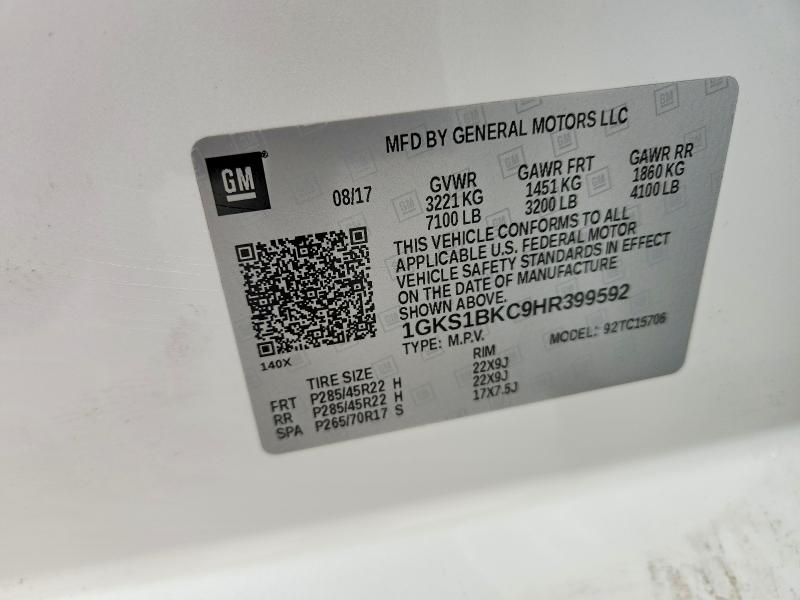Продаж на аукціоні авто 2017 Gmc Yukon, vin: 1GKS1BKC9HR399592, номер лоту: 50777876