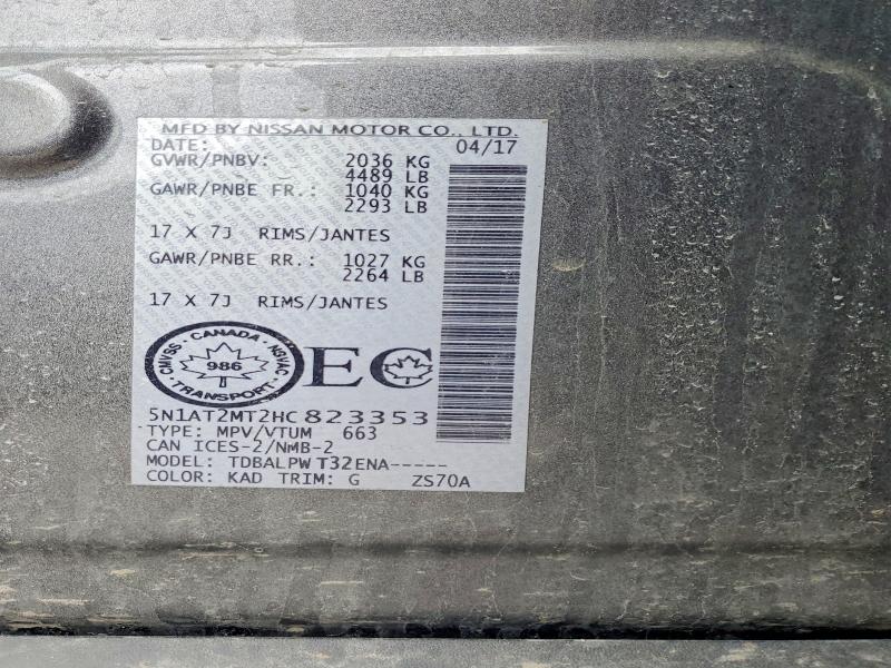 47647766 :رقم المزاد ، 5N1AT2MT2HC823353 vin ، 2017 Nissan Rogue مزاد بيع