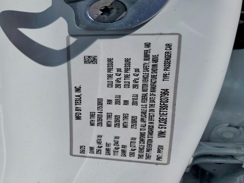 Aukcja sprzedaży 2025 Tesla Model 3, vin: 5YJ3E1ET9SF037964, numer aukcji: 49314006