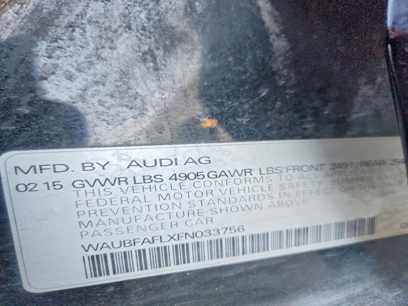 Aukcja sprzedaży 2015 Audi A4, vin: WAUBFAFLXFN033756, numer aukcji: 49023466