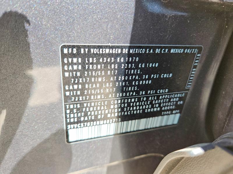 Продажа на аукционе авто 2022 Volkswagen Taos, vin: 3VVCX7B28NM082713, номер лота: 48947956