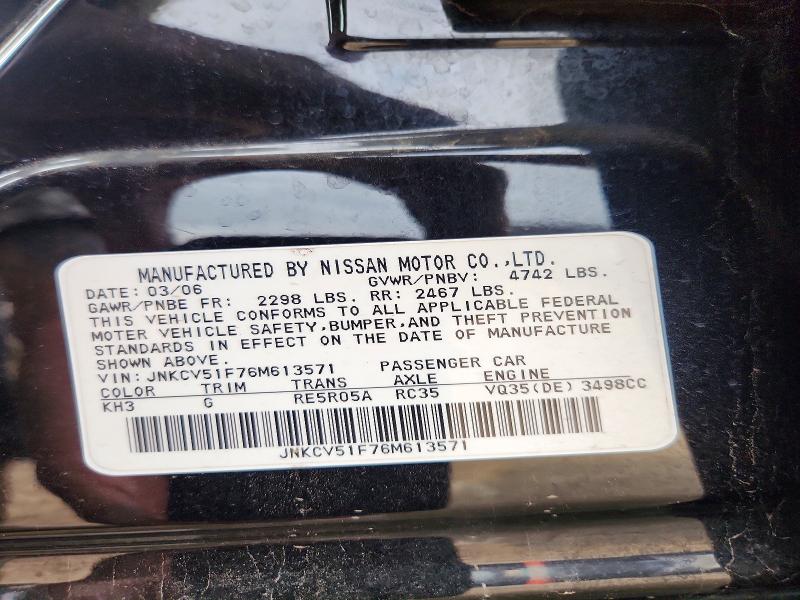 49657336 :رقم المزاد ، JNKCV51F76M613571 vin ، 2006 Infiniti G35 مزاد بيع