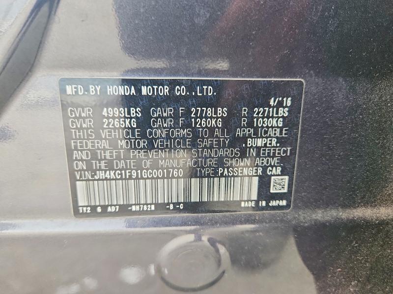 2016 Acura Rlx მანქანა იყიდება აუქციონზე, vin: JH4KC1F91GC001760, აუქციონის ნომერი: 49488536