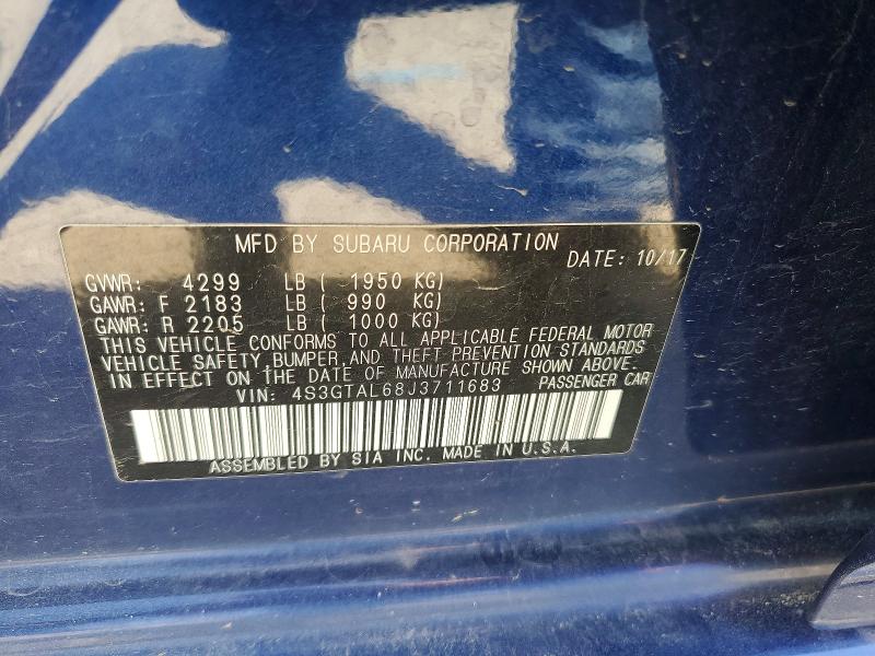 2018 Subaru Impreza მანქანა იყიდება აუქციონზე, vin: 4S3GTAL68J3711683, აუქციონის ნომერი: 50464396