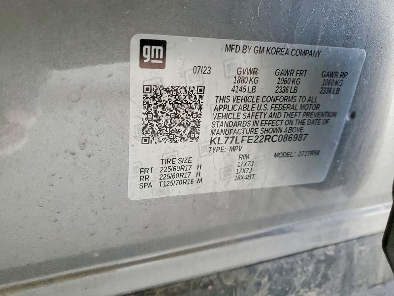 Продажа на аукционе авто 2024 Chevrolet Trax, vin: KL77LFE22RC086987, номер лота: 45479806