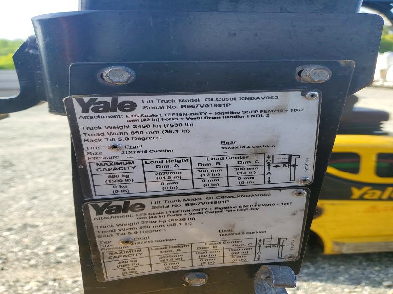 50980026 :رقم المزاد ، 7V01981P vin ، 2016 Yale Glc0lxndav062 مزاد بيع