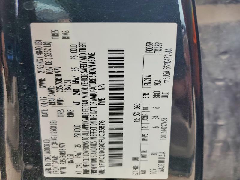 Продажа на аукционе авто 2015 Ford Escape, vin: 1FMCU9G90FUC35876, номер лота: 49814106
