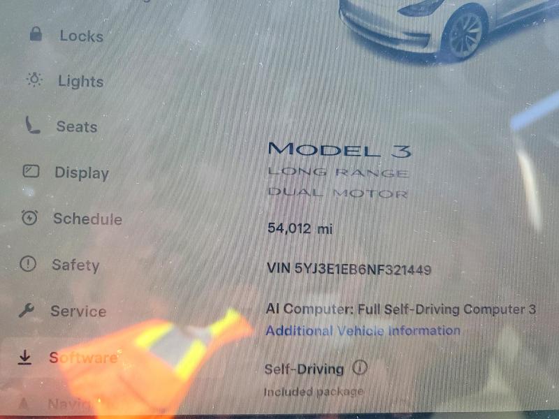 Aukcja sprzedaży 2022 Tesla Model 3, vin: 5YJ3E1EB6NF321449, numer aukcji: 51602596