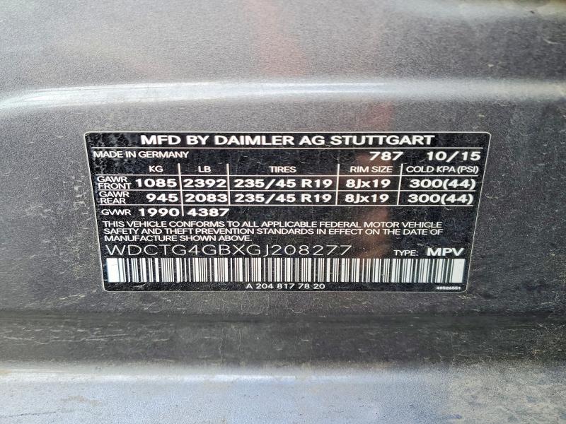 Aukcja sprzedaży 2016 Mercedes-benz Gla, vin: WDCTG4GBXGJ208277, numer aukcji: 49517676