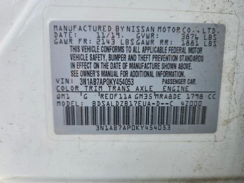 Продаж на аукціоні авто 2019 Nissan Sentra, vin: 3N1AB7AP0KY454053, номер лоту: 49240856