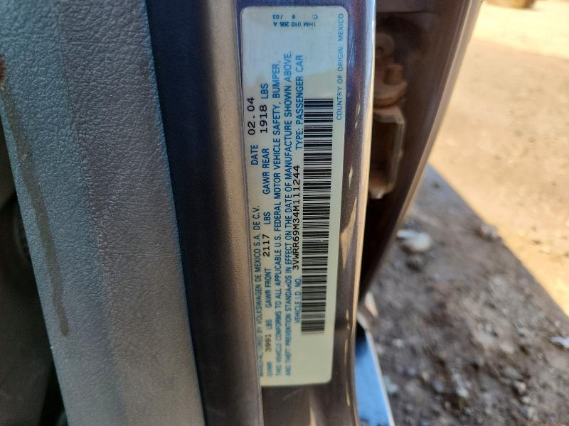 49325696 :رقم المزاد ، 3VWRR69M34M111244 vin ، 2004 Volkswagen Jetta مزاد بيع