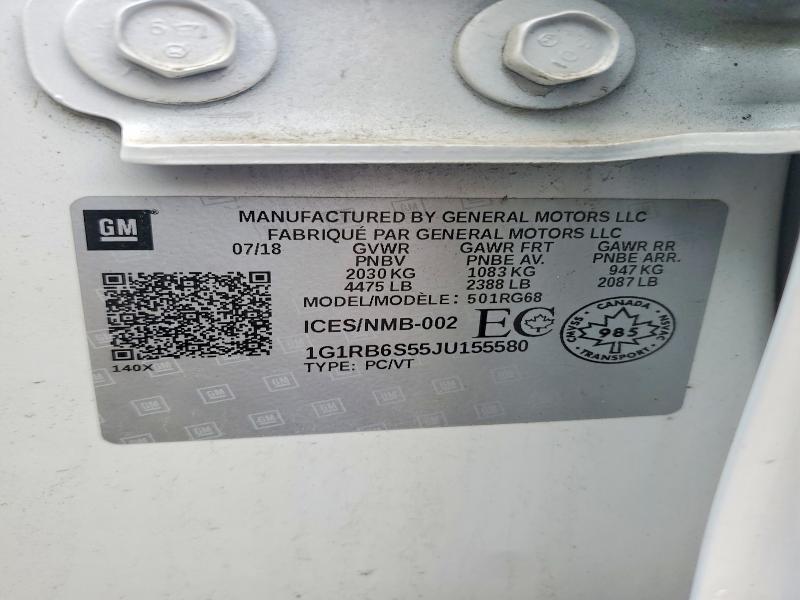 Aukcja sprzedaży 2018 Chevrolet Volt, vin: 1G1RB6S55JU155580, numer aukcji: 49968756