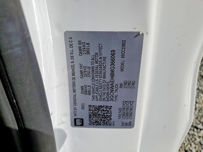 Продажа на аукционе авто 2021 Chevrolet Silverado, vin: 3GCNWAEH8MG366069, номер лота: 50230226