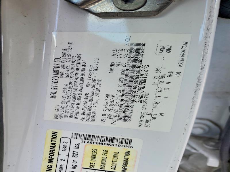 Aukcja sprzedaży 2019 Ford Fusion, vin: 3FA6P0HD9KR107845, numer aukcji: 51370606