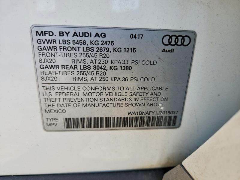 49813456 :رقم المزاد ، WA1BNAFY1J2015037 vin ، 2018 Audi Q5 مزاد بيع