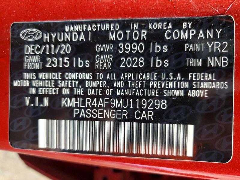 Aukcja sprzedaży 2021 Hyundai Elantra, vin: KMHLR4AF9MU119298, numer aukcji: 50675356
