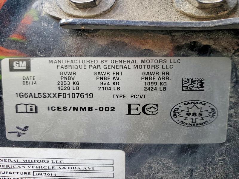 2015 Cadillac Ats მანქანა იყიდება აუქციონზე, vin: 1G6AL5SXXF0107619, აუქციონის ნომერი: 48596386