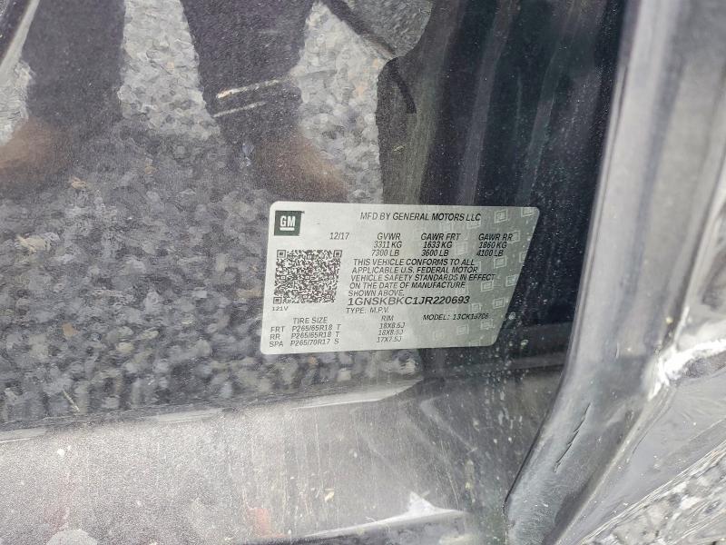 Продаж на аукціоні авто 2018 Chevrolet Tahoe, vin: 1GNSKBKC1JR220693, номер лоту: 50787506