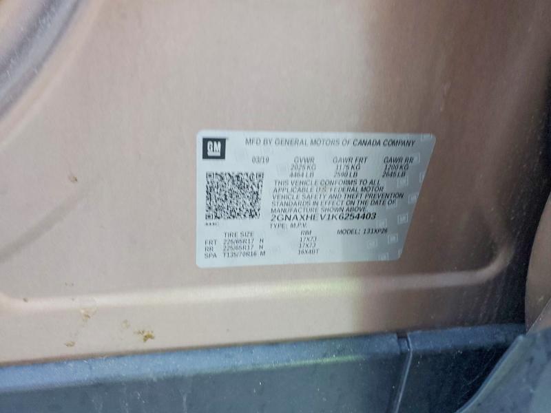Aukcja sprzedaży 2019 Chevrolet Equinox, vin: 2GNAXHEV1K6254403, numer aukcji: 50251836