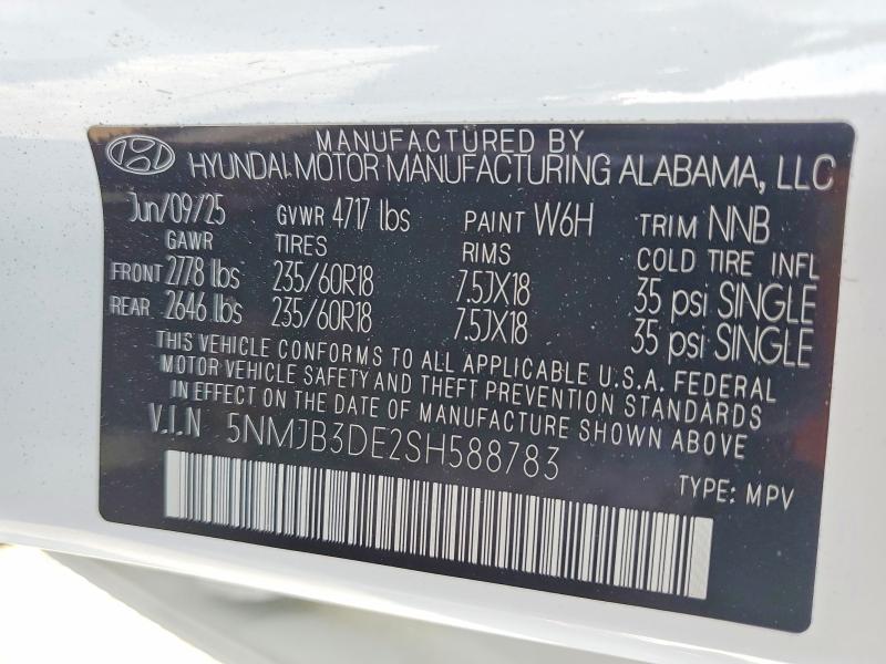 Продаж на аукціоні авто 2025 Hyundai Tucson, vin: 5NMJB3DE2SH588783, номер лоту: 49221786