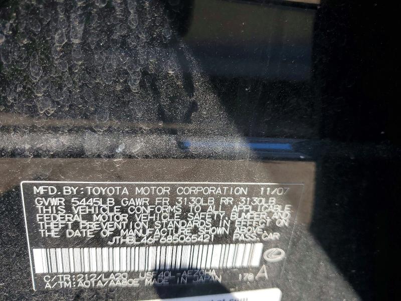 50301906 :رقم المزاد ، JTHBL46F685065421 vin ، 2008 Lexus Ls مزاد بيع