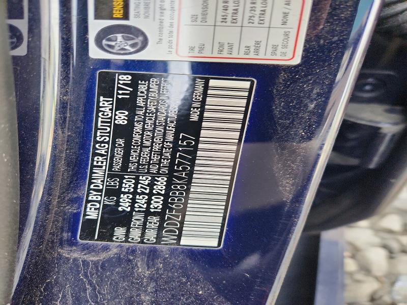 Продажа на аукционе авто 2019 Mercedes-benz E, vin: WDDZF6BB8KA577157, номер лота: 51495906