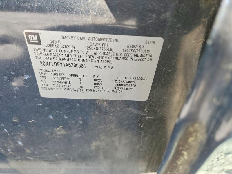 Aukcja sprzedaży 2010 Chevrolet Equinox, vin: 2CNFLDEY1A6300531, numer aukcji: 49909626