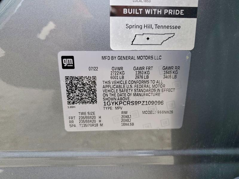 50897456 :رقم المزاد ، 1GYKPCRS9PZ109096 vin ، 2023 Cadillac Xt6 مزاد بيع