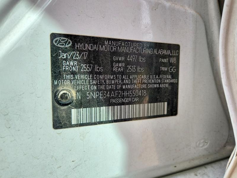 50607856 :رقم المزاد ، 5NPE34AF2HH550418 vin ، 2017 Hyundai Sonata مزاد بيع