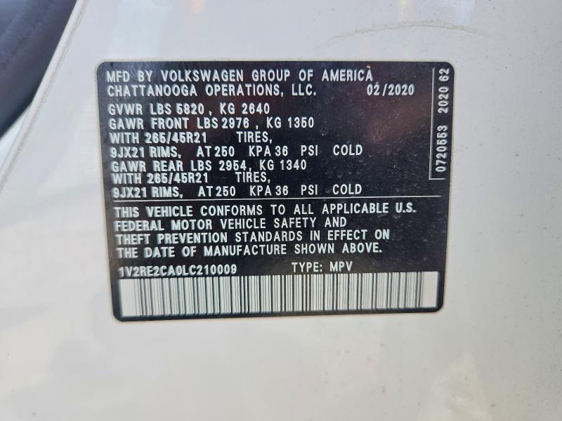 Aukcja sprzedaży 2020 Volkswagen Atlas Cross Sport, vin: 1V2RE2CA0LC210009, numer aukcji: 51447696
