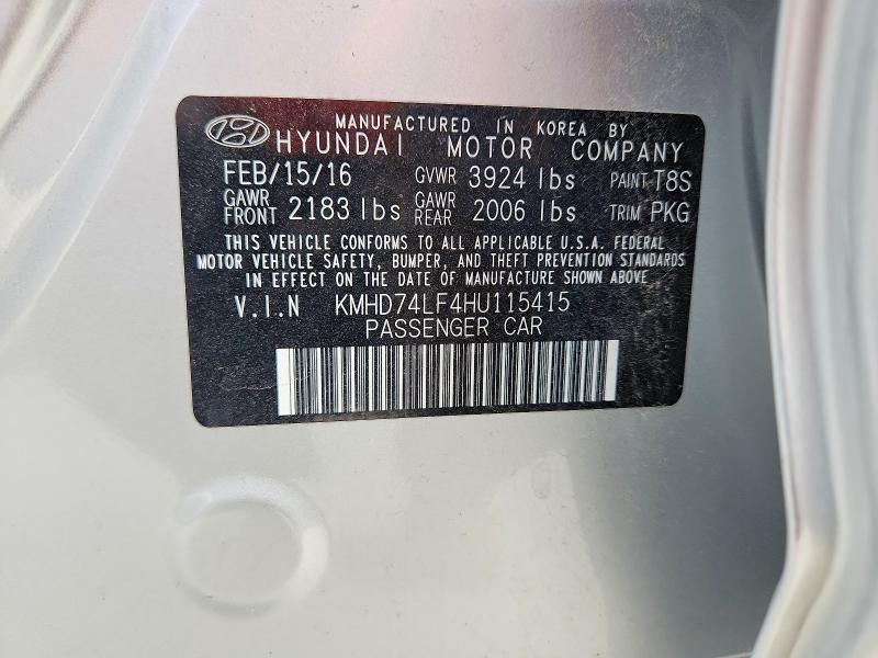Продаж на аукціоні авто 2017 Hyundai Elantra, vin: KMHD74LF4HU115415, номер лоту: 51251086