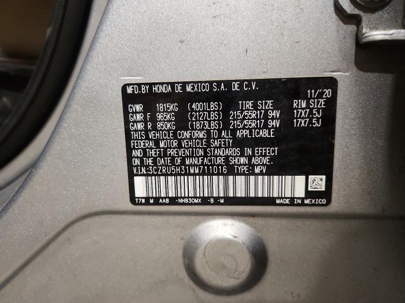Aukcja sprzedaży 2021 Honda Hr-v, vin: 3CZRU5H31MM711016, numer aukcji: 48033456