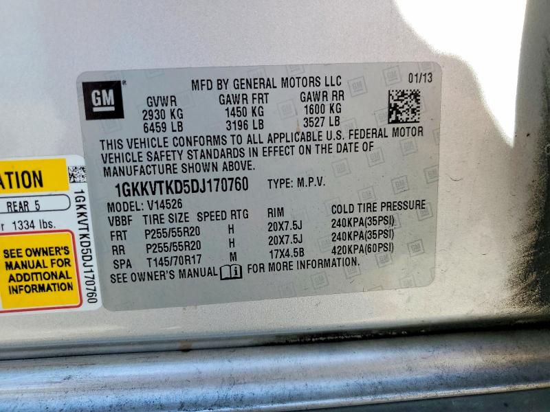 2013 Gmc Acadia მანქანა იყიდება აუქციონზე, vin: 1GKKVTKD5DJ170760, აუქციონის ნომერი: 50705146