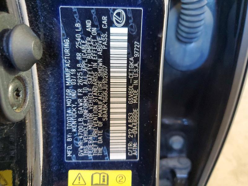 Продажа на аукционе авто 2018 Lexus Es, vin: 58ABK1GG6JU102607, номер лота: 51490156