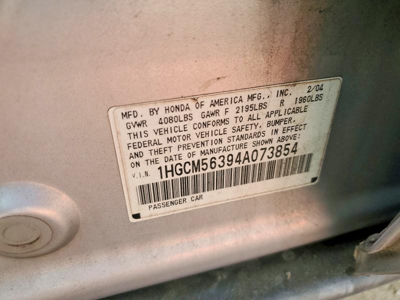 Aukcja sprzedaży 2004 Honda Accord, vin: 1HGCM56394A073854, numer aukcji: 50257996