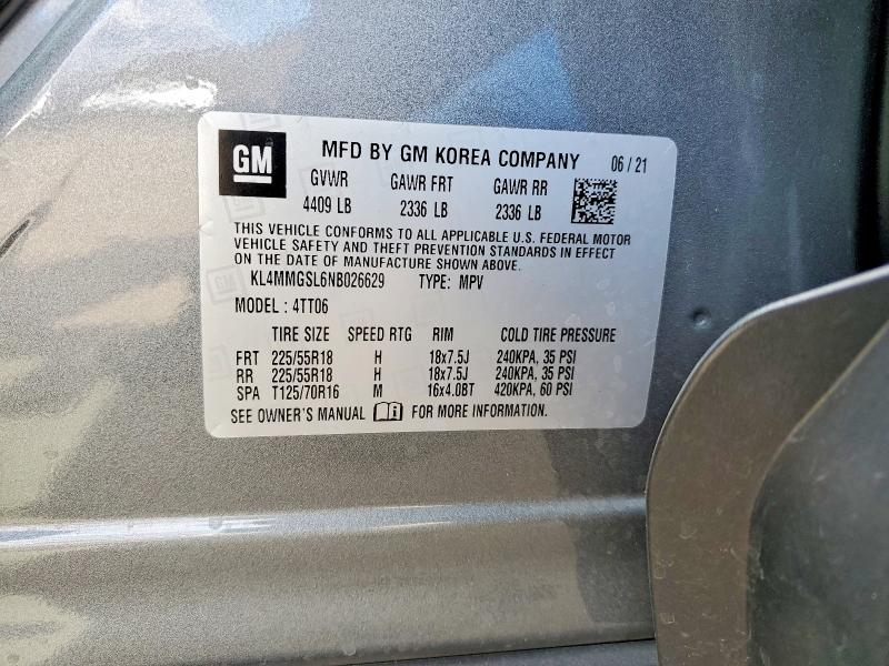 2022 Buick Encore Gx მანქანა იყიდება აუქციონზე, vin: KL4MMGSL6NB026629, აუქციონის ნომერი: 48836406