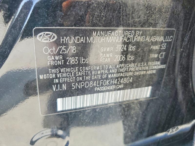 Продажа на аукционе авто 2019 Hyundai Elantra, vin: 5NPD84LF0KH424804, номер лота: 51856846