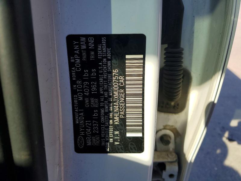 Продажа на аукционе авто 2021 Hyundai Elantra, vin: KMHLN4AJXMU007576, номер лота: 49389276