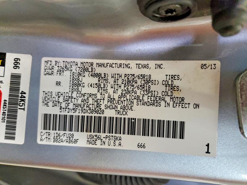 2013 Toyota Tundra მანქანა იყიდება აუქციონზე, vin: 5TFDY5F19DX309020, აუქციონის ნომერი: 51470276