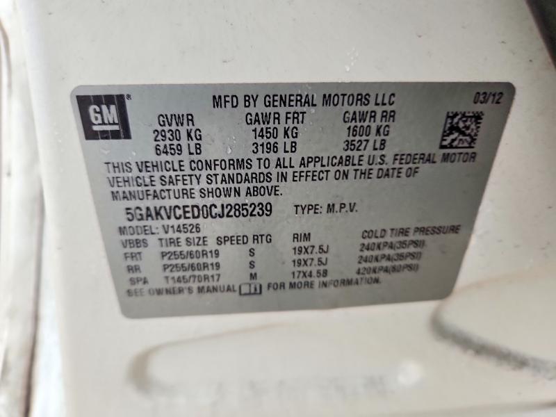 2012 Buick Enclave მანქანა იყიდება აუქციონზე, vin: 5GAKVCED0CJ285239, აუქციონის ნომერი: 49668036