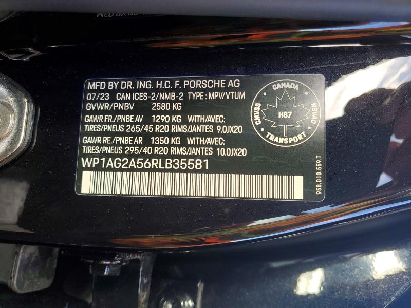 Продажа на аукционе авто 2024 Porsche Macan, vin: WP1AG2A56RLB35581, номер лота: 49878166