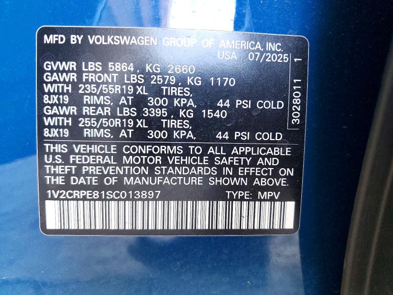 51200416 :رقم المزاد ، 1V2CRPE81SC013897 vin ، 2025 Volkswagen Id.4 مزاد بيع