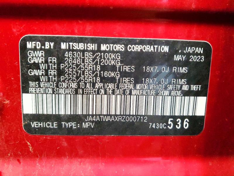 Продаж на аукціоні авто 2024 Mitsubishi Eclipse Cross, vin: JA4ATWAAXRZ000712, номер лоту: 49259466