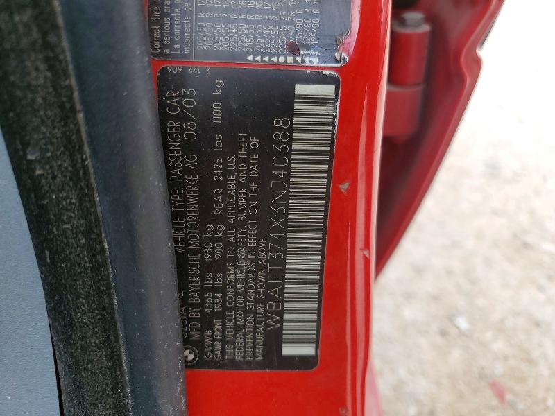 Продажа на аукционе авто 2003 Bmw 325, vin: WBAET374X3NJ40388, номер лота: 50136106