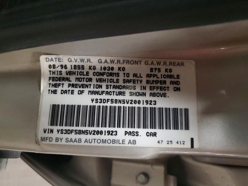 1997 Saab 900 მანქანა იყიდება აუქციონზე, vin: YS3DF58N5V2001923, აუქციონის ნომერი: 51364186