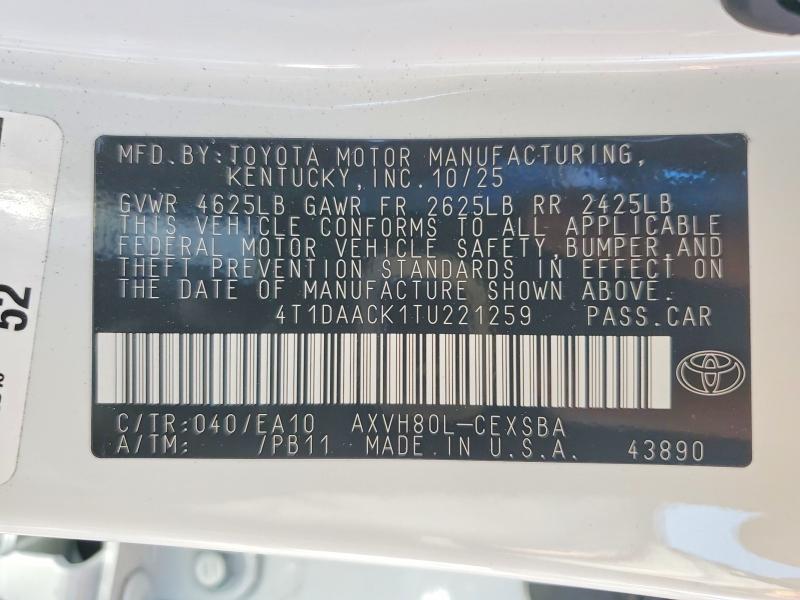 Продажа на аукционе авто 2026 Toyota Camry, vin: 4T1DAACK1TU221259, номер лота: 48820816