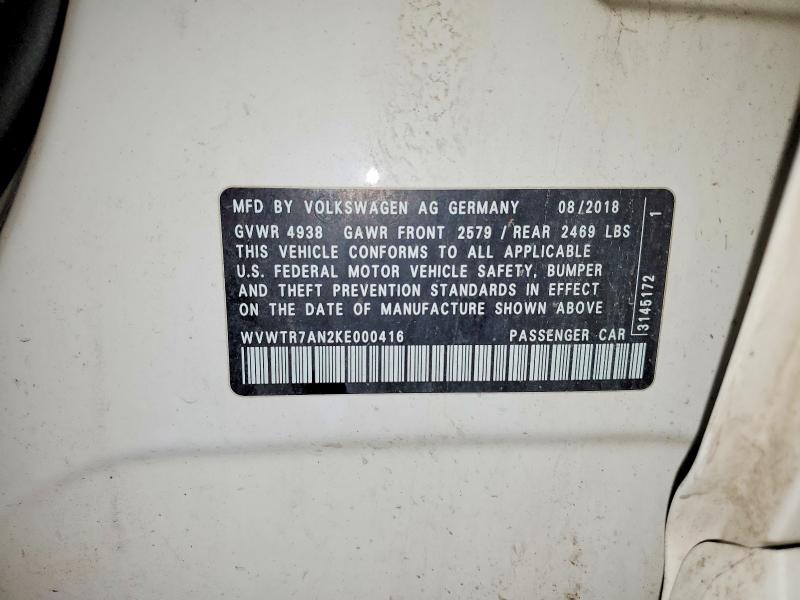 Продажа на аукционе авто 2019 Volkswagen Arteon, vin: WVWTR7AN2KE000416, номер лота: 51782056