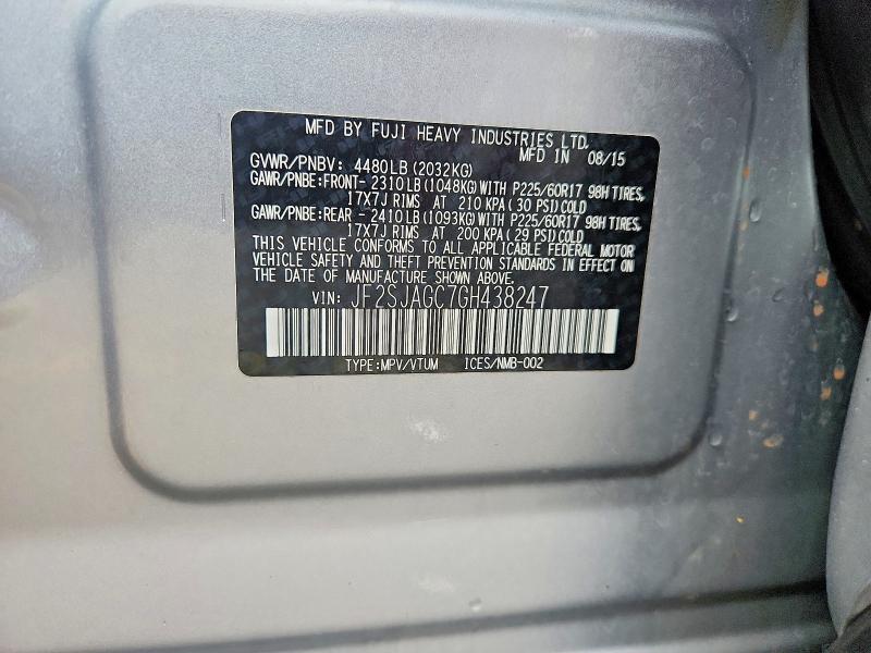 48684076 :رقم المزاد ، JF2SJAGC7GH438247 vin ، 2016 Subaru Forester مزاد بيع