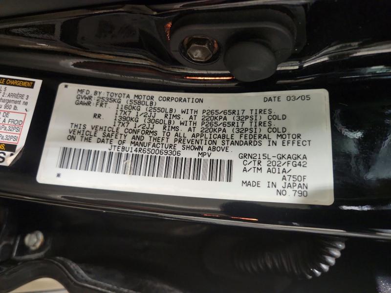 Продажа на аукционе авто 2005 Toyota 4runner, vin: JTEBU14R650069306, номер лота: 50749346